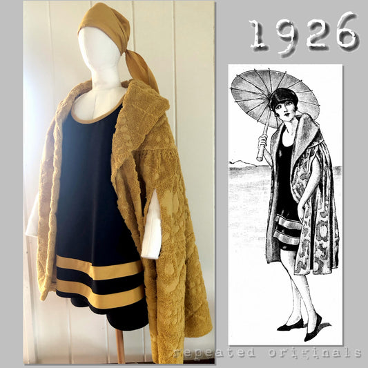 1926 Bathing Suit, Robe and Cap Toile (C623 4069)