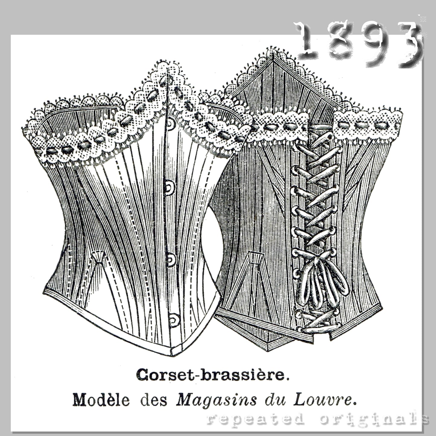 1893 Low Corset Sewing Pattern - INSTANT DOWNLOAD PDF