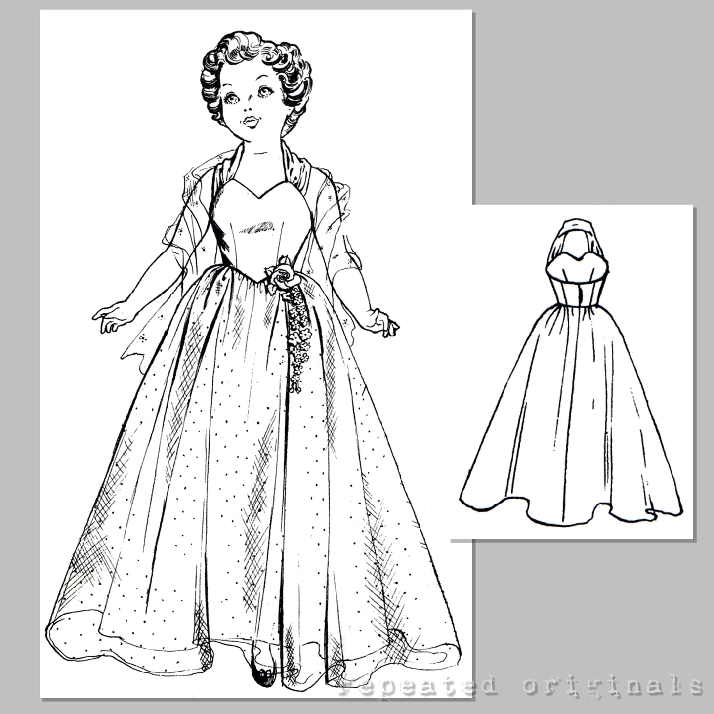 1953 Pedigree Elizabeth Dressmaking Doll Sewing Pattern - INSTANT DOWNLOAD PDF