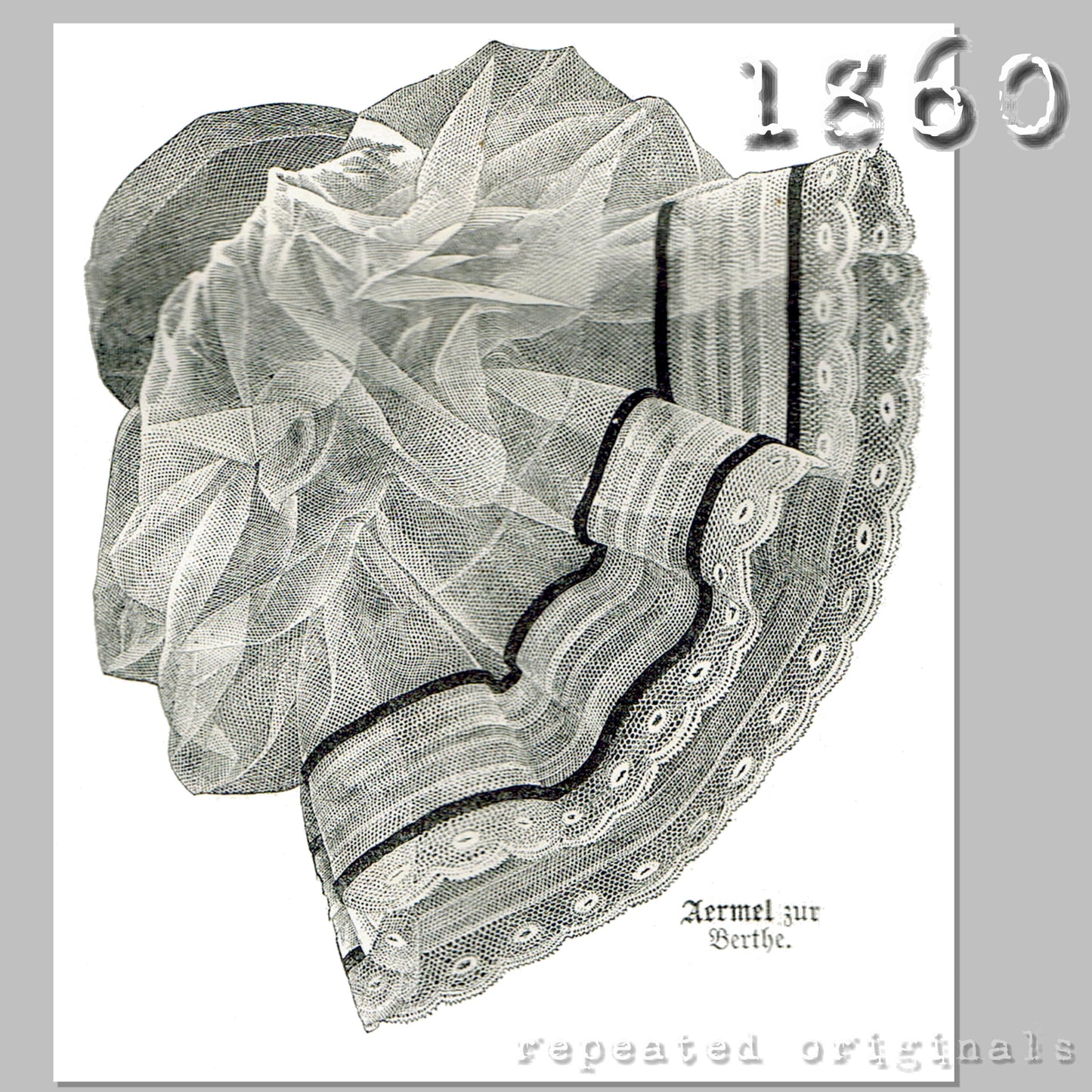 1860 Ball Bertha and Sleeves Sewing Pattern - INSTANT DOWNLOAD PDF