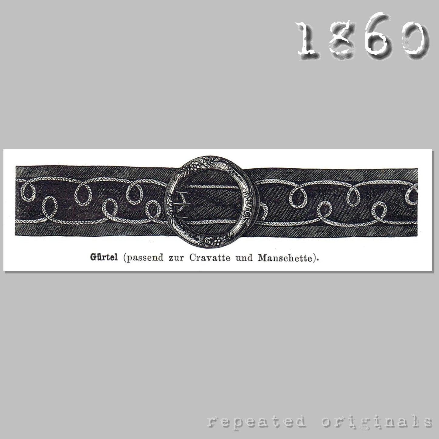 1860 Cravatte Belt and Cuff Sewing Pattern - INSTANT DOWNLOAD PDF