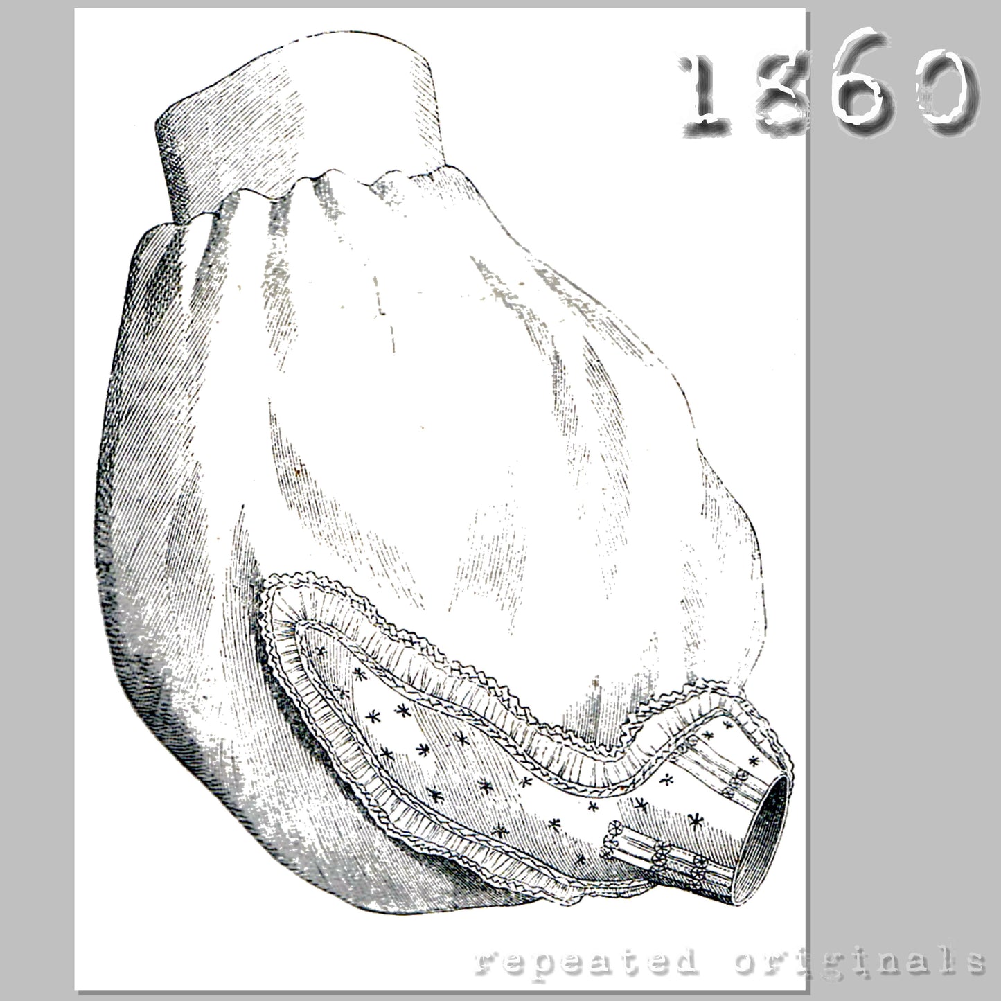 1860 Embroidered Collar with Bow and Balloon Sleeves with Cuff - INSTANT DOWNLOAD PDF