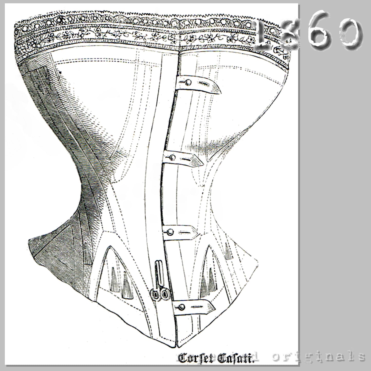 1860 Corset Sewing Pattern - INSTANT DOWNLOAD PDF