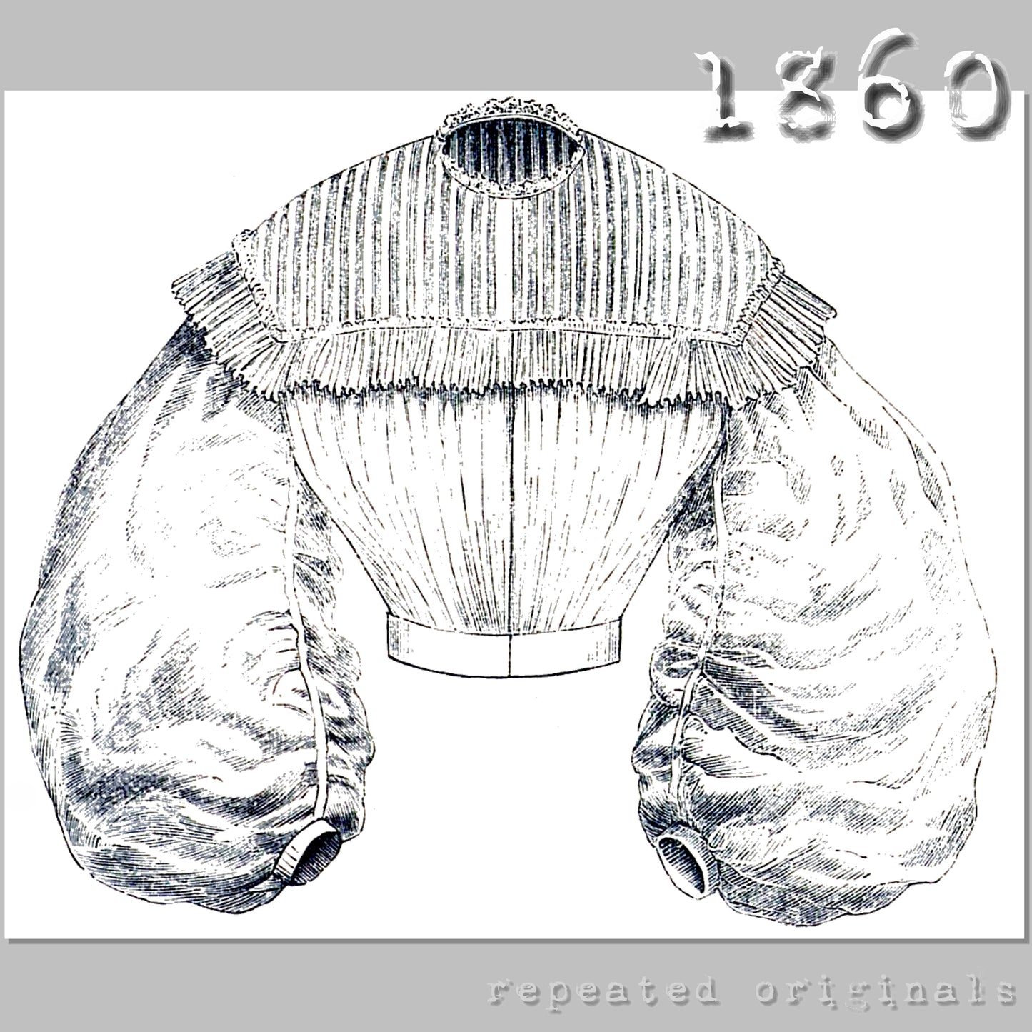 1860 Gathered High Waist Bodice with Balloon Sleeves - INSTANT DOWNLOAD PDF