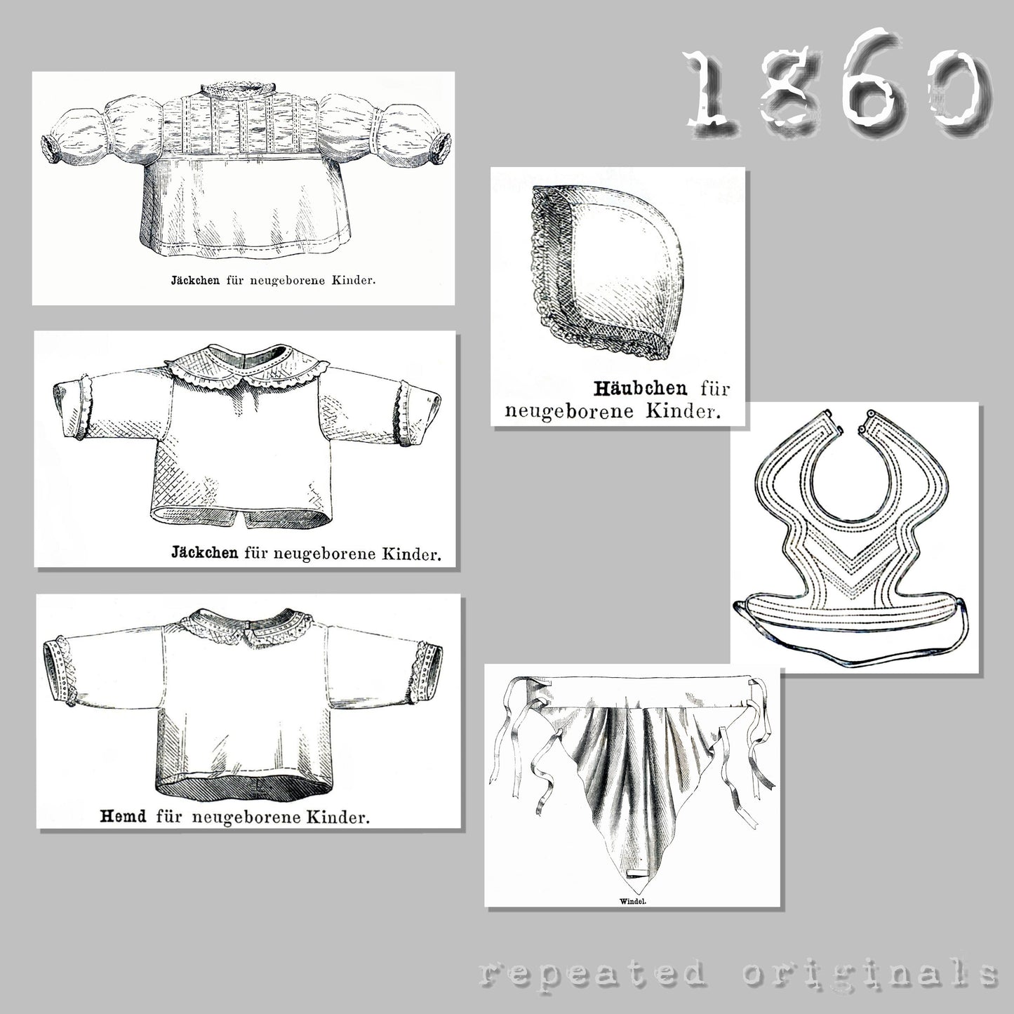 1860 Clothes for Infants Sewing Pattern - INSTANT DOWNLOAD PDF