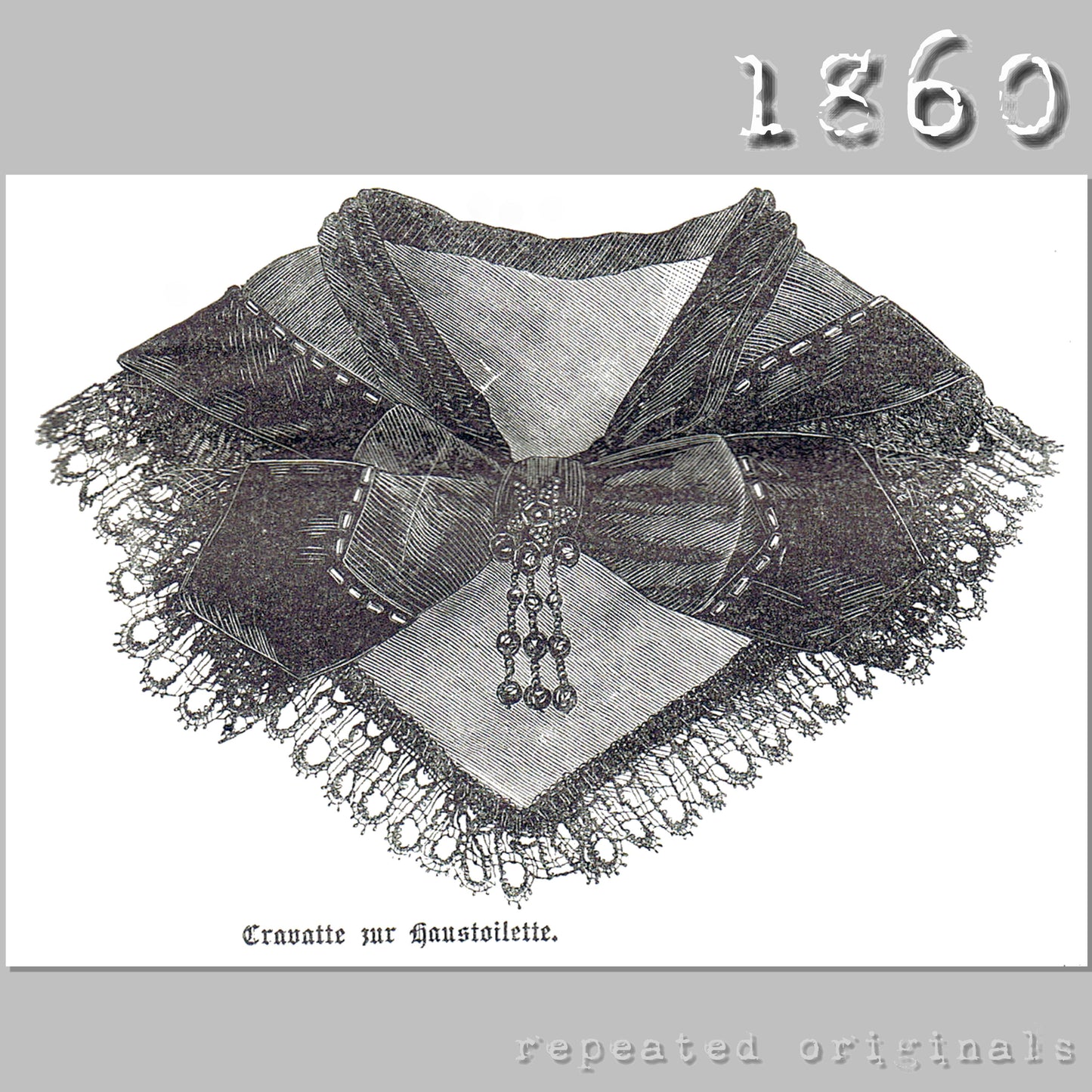 1860 Cravat Necktie Sewing Pattern - INSTANT DOWNLOAD PDF