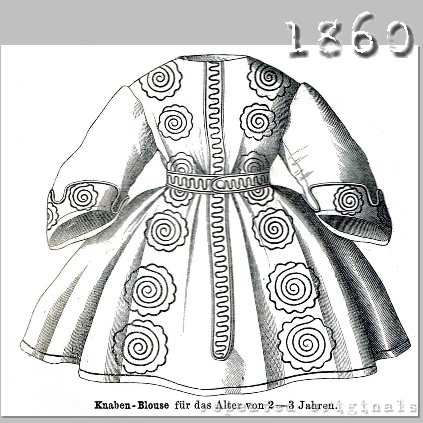 1860 Blouse for Boy 2 - 3 Years Sewing Pattern - INSTANT DOWNLOAD PDF