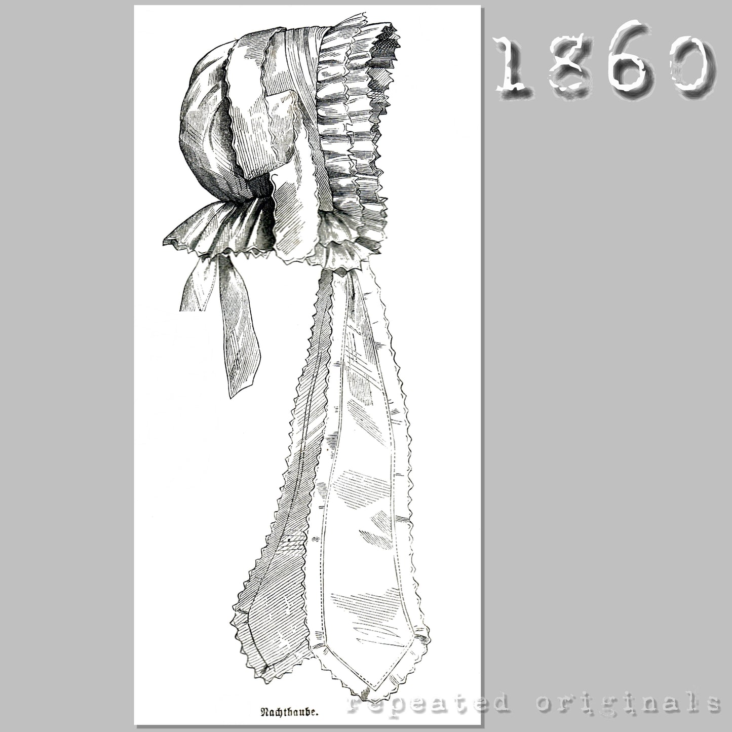 1860 Morning or Night Cap Sewing Pattern - INSTANT DOWNLOAD PDF