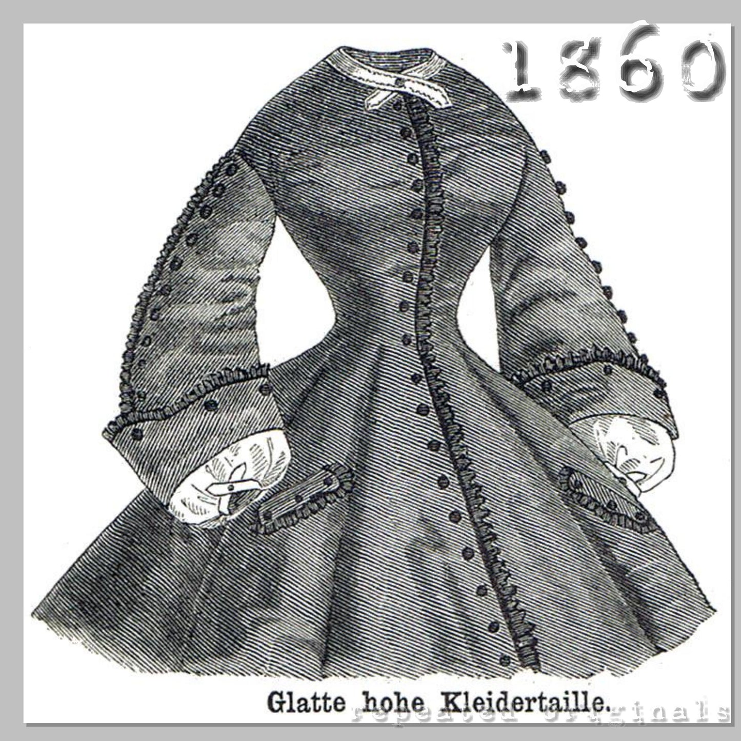 1860 High Waist Bodice Sewing Pattern - INSTANT DOWNLOAD PDF