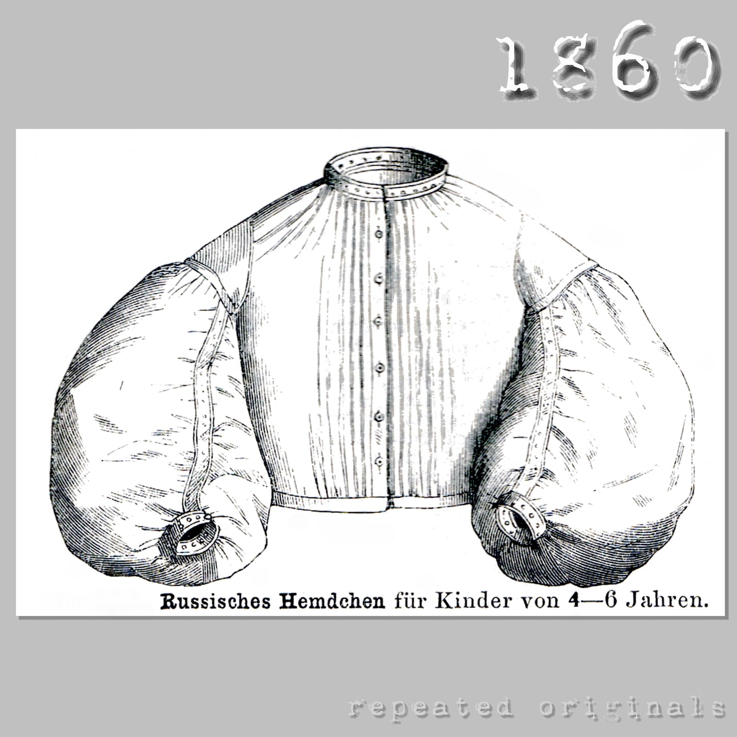1860 Shirt for Child aged 4 - 6 Years Sewing Pattern - INSTANT DOWNLOAD PDF