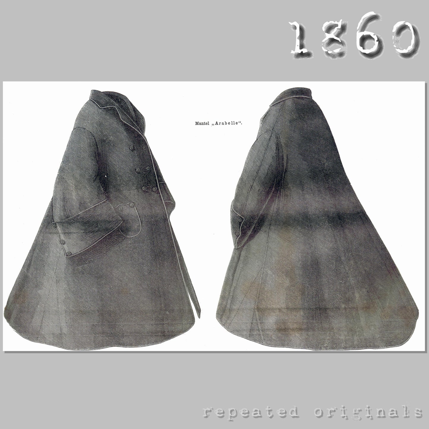 1860 Mantle for Girls 10 - 14 Years Sewing Pattern - INSTANT DOWNLOAD PDF