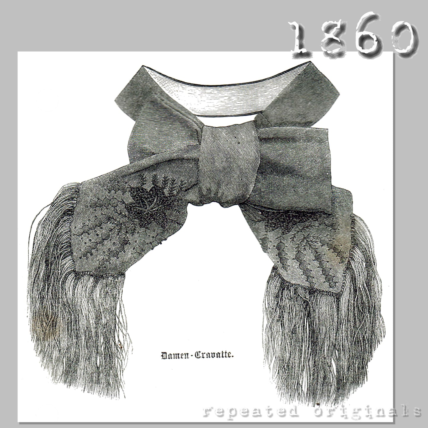 1860 Turkish Style Cravat with Embroidery Sewing Pattern - INSTANT DOWNLOAD PDF