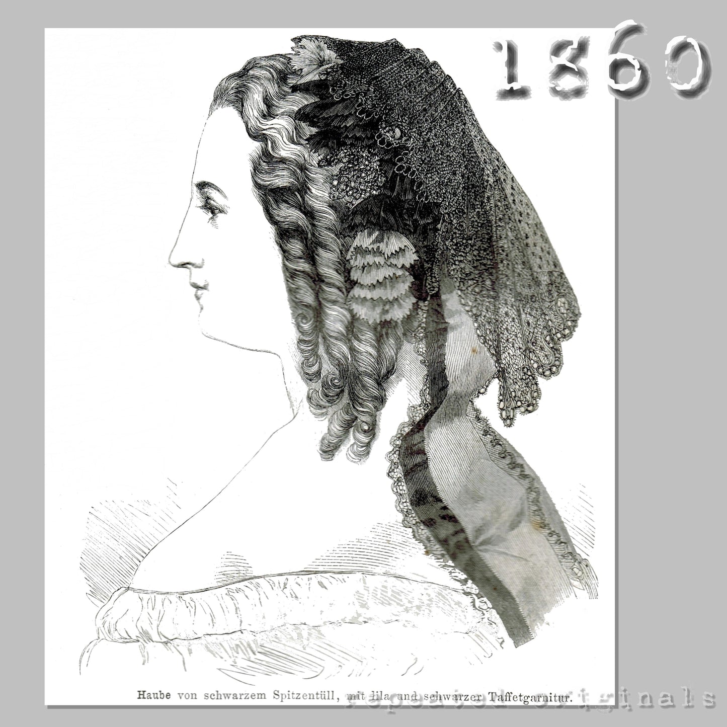 1860 Lace and Taffeta Bonnet Sewing Pattern - INSTANT DOWNLOAD PDF