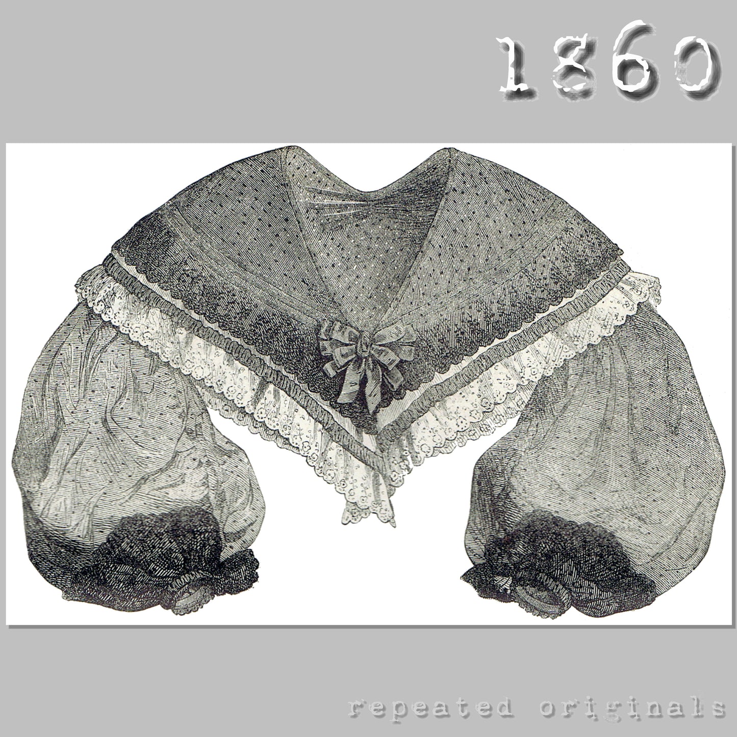 1860 Fichu with Long Sleeves Sewing Pattern - INSTANT DOWNLOAD PDF