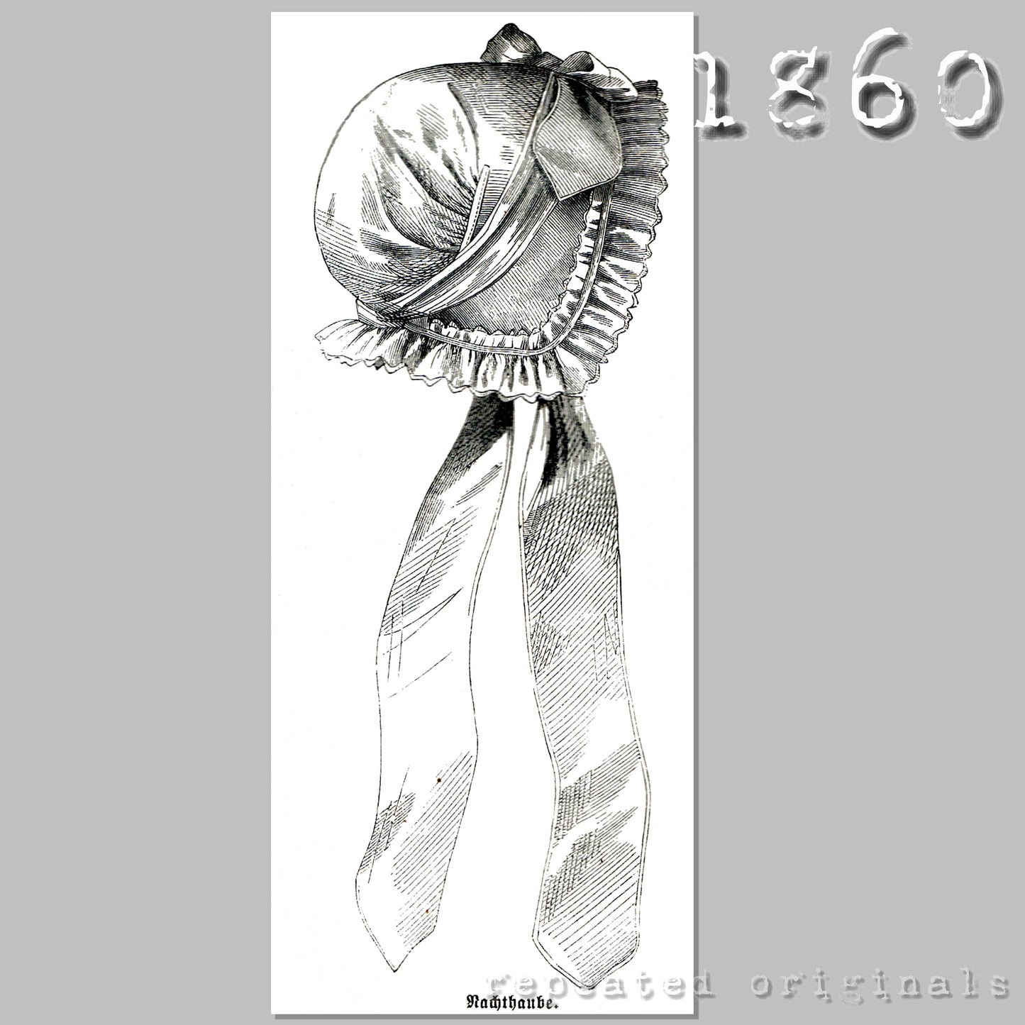 1860 Night Cap Sewing Pattern - INSTANT DOWNLOAD PDF