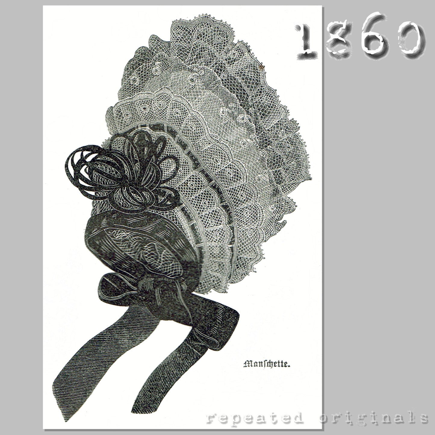 1860 Elegant Collar and Cuffs Sewing Pattern - INSTANT DOWNLOAD PDF