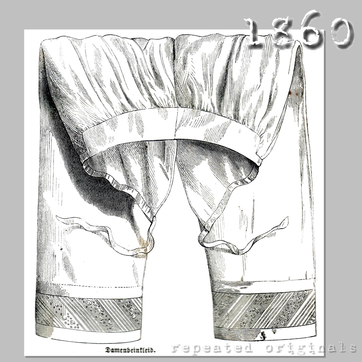 1860 Lady's Drawers / Pantaloons Sewing Pattern - INSTANT DOWNLOAD PDF