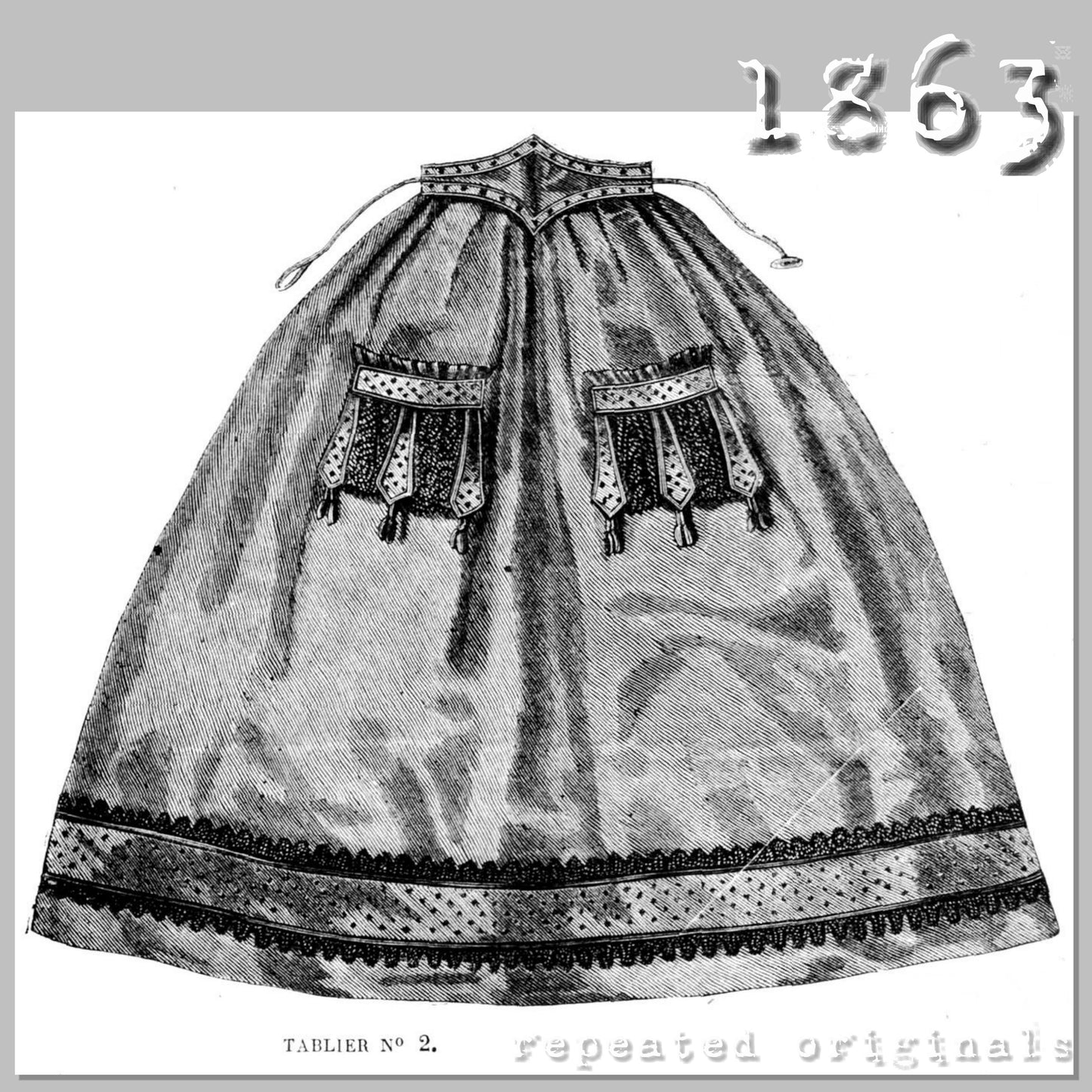 1863 Set of 3 Woman's Aprons Sewing Pattern - INSTANT DOWNLOAD PDF
