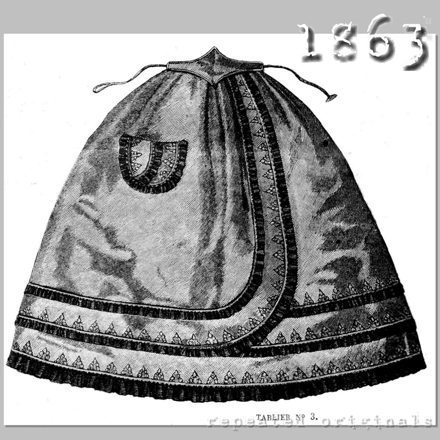 1863 Set of 3 Woman's Aprons Sewing Pattern - INSTANT DOWNLOAD PDF