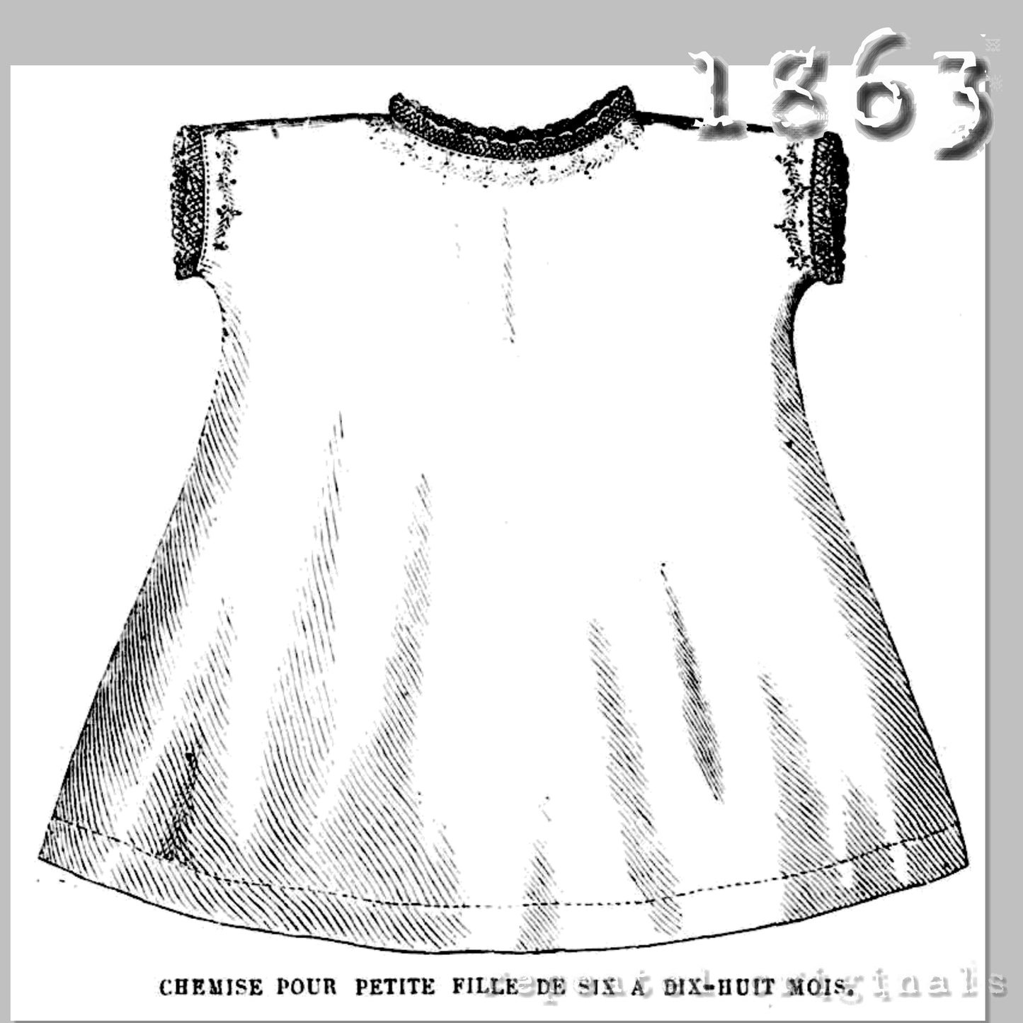 1863 Chemise for Infant 6 - 18 Months - INSTANT DOWNLOAD PDF
