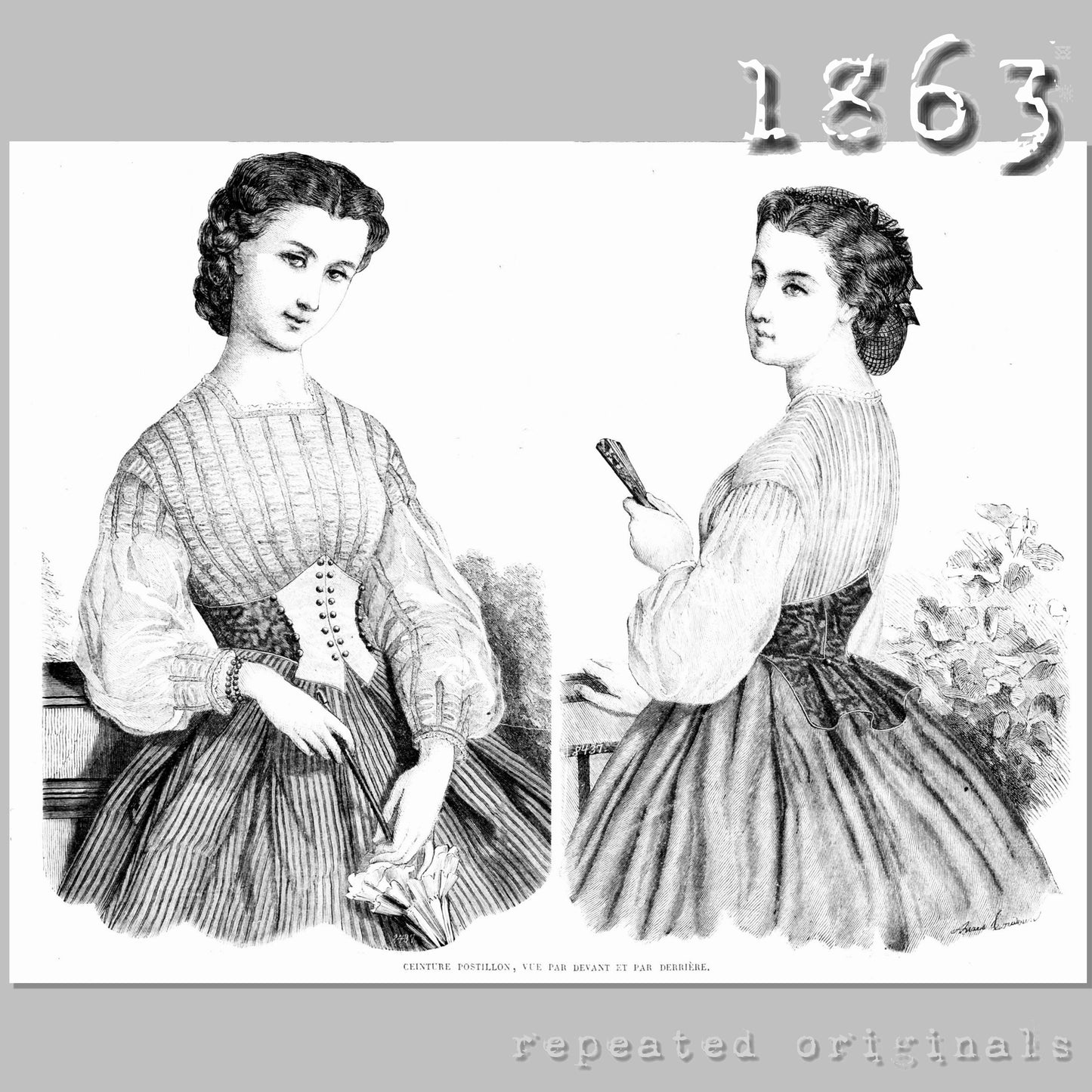 1863 Postillon Belt (Swiss Waist) Sewing Pattern - INSTANT DOWNLOAD PDF