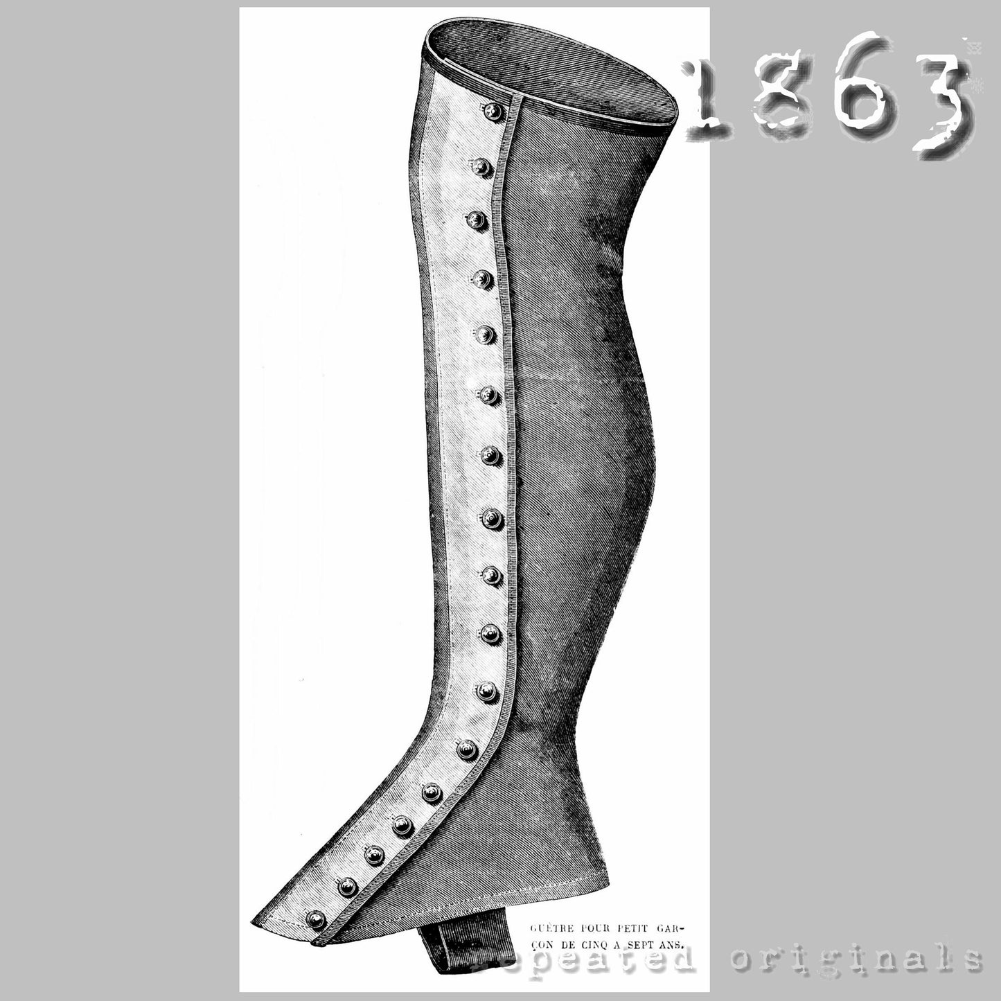 1863 Gaiter Boy 5 - 7 Years Sewing Pattern - INSTANT DOWNLOAD PDF
