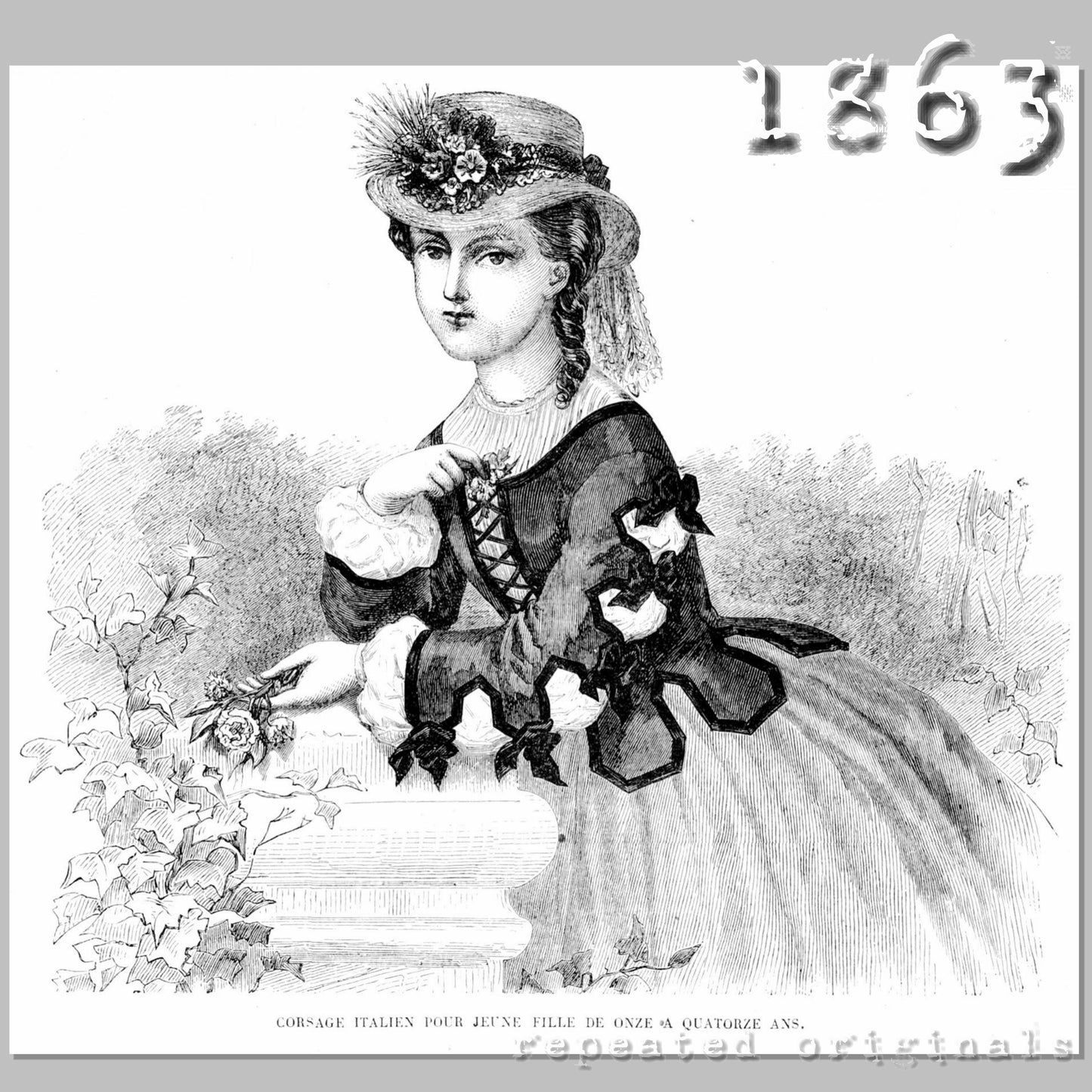 1863 Italian Jacket for girl 11 - 14 Years Sewing Pattern - INSTANT DOWNLOAD PDF