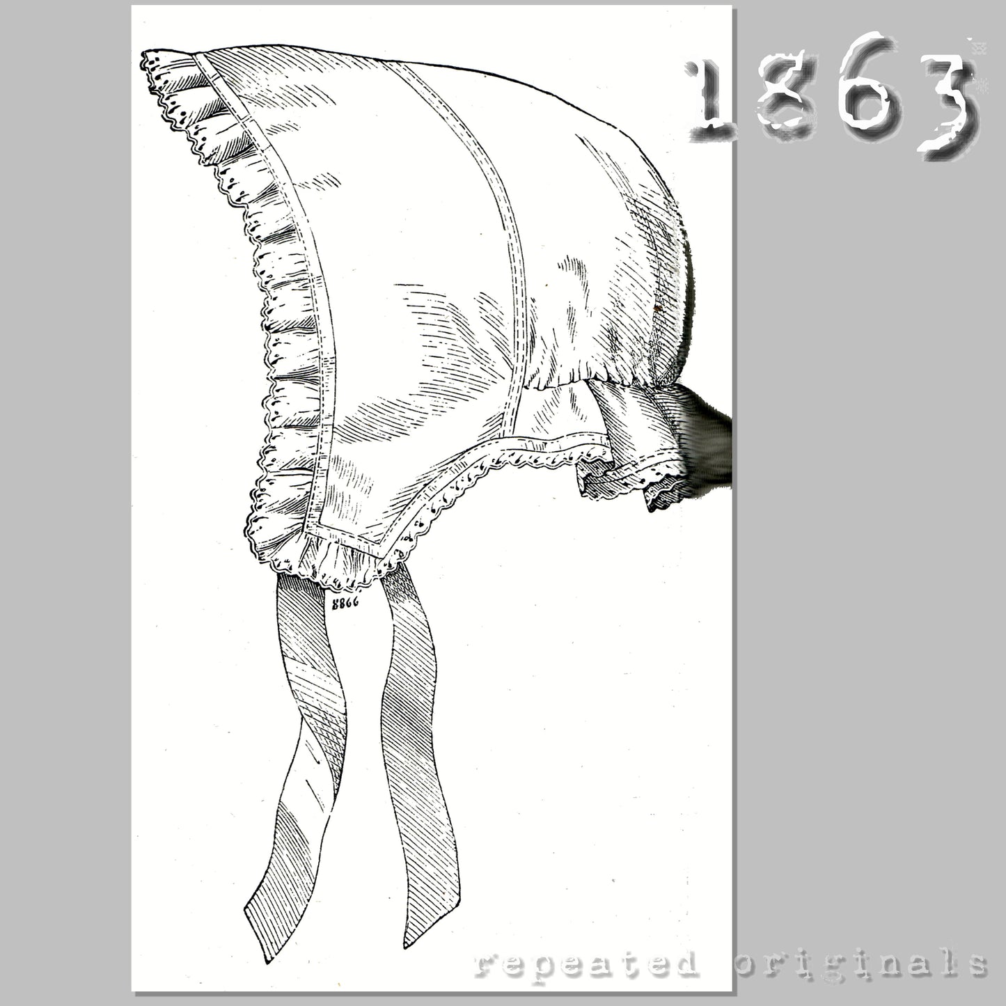 1863 Women's Nightcap Sewing Pattern - INSTANT DOWNLOAD PDF