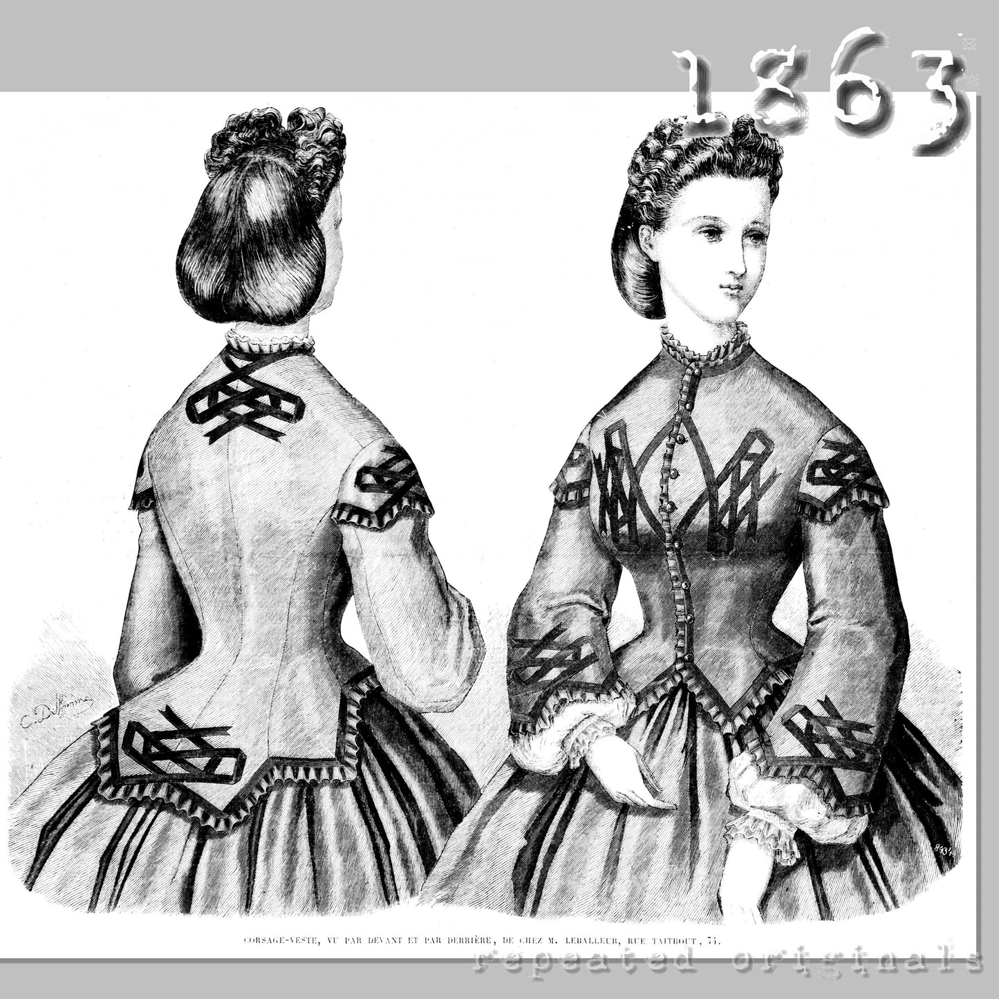 1863 Blouse Coat Sewing Pattern - INSTANT DOWNLOAD PDF