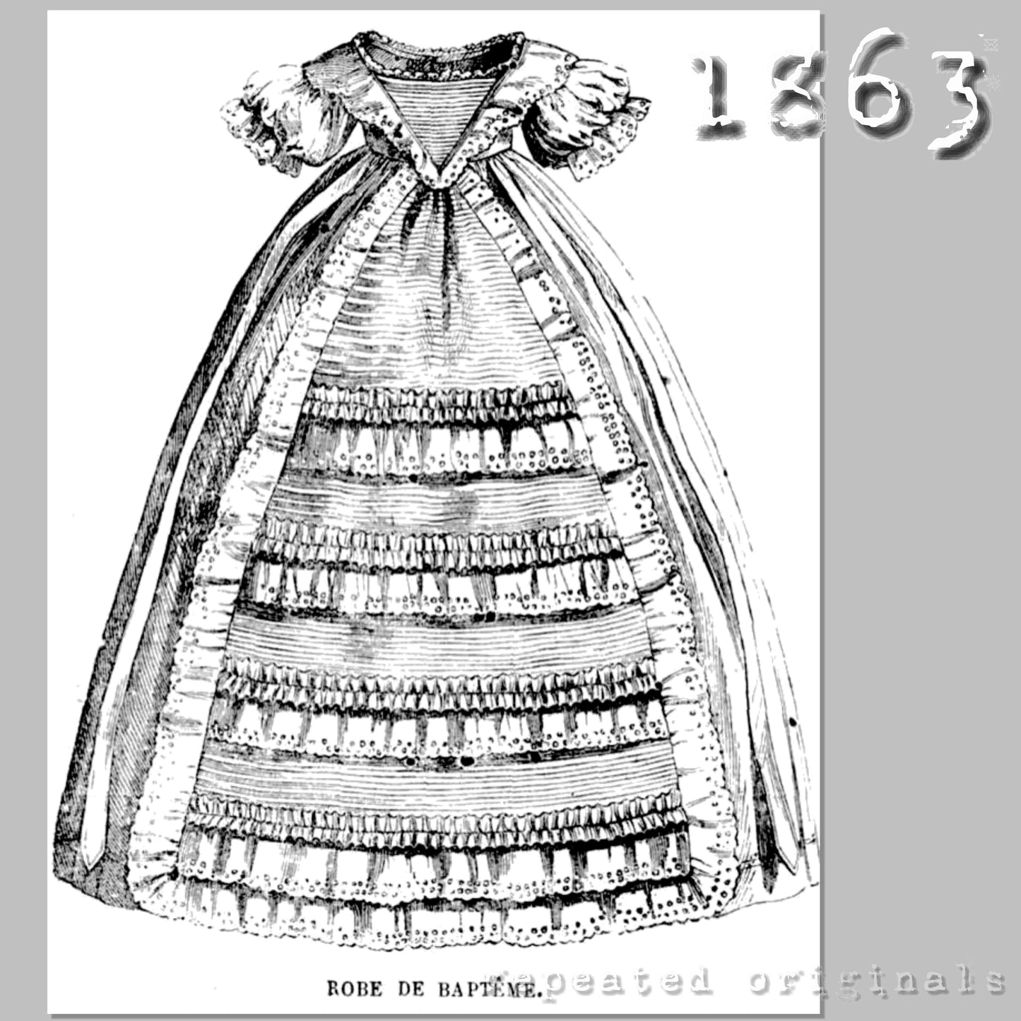 1863 Baptism Gown for Infant - INSTANT DOWNLOAD PDF
