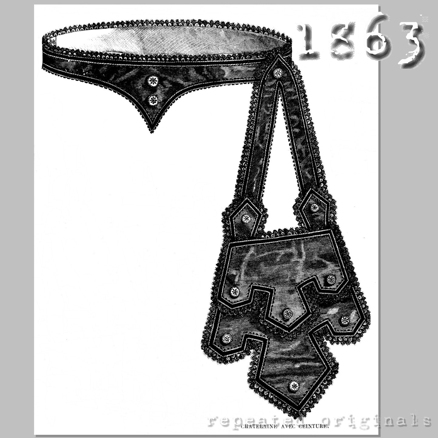 1863 Chatalaine with Belt Sewing Pattern - INSTANT DOWNLOAD PDF