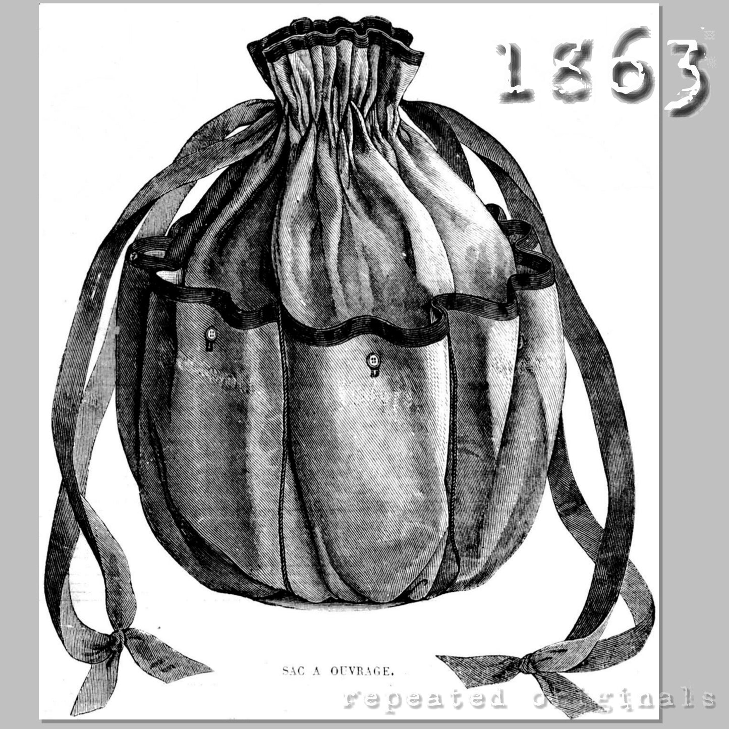 1863 Work Bag Sewing Pattern - INSTANT DOWNLOAD PDF