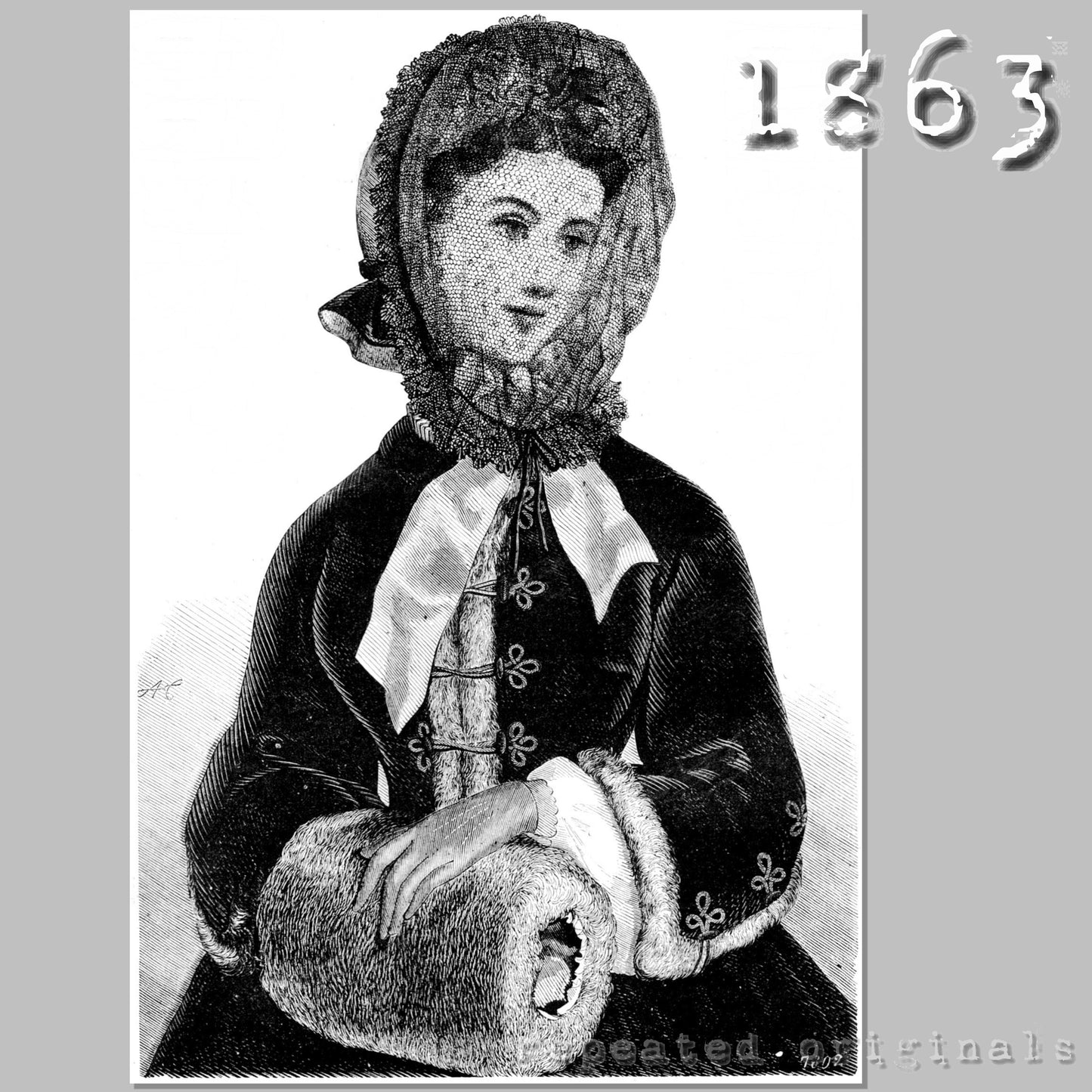 1863 Closed Veil Sewing Pattern - INSTANT DOWNLOAD PDF