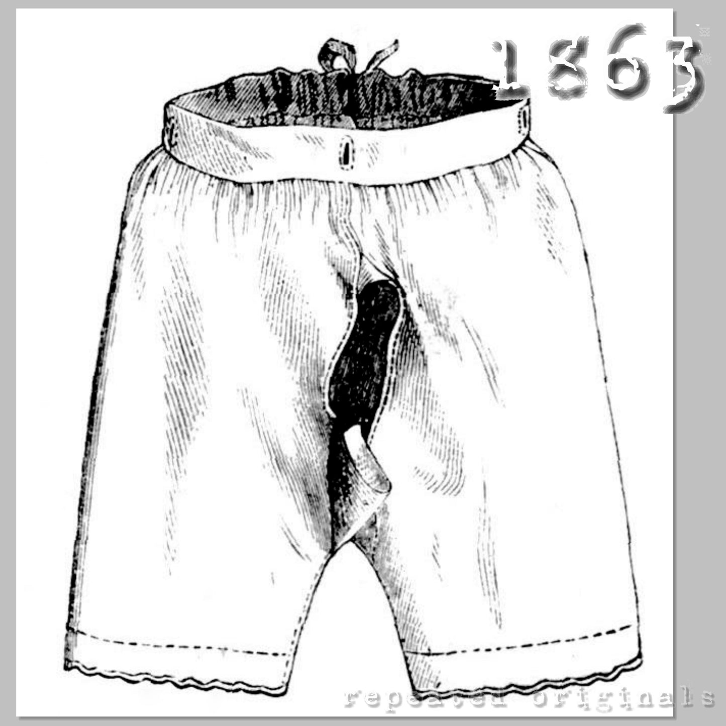 1863 Drawers for Girl 2 - 4 Years Sewing Pattern - INSTANT DOWNLOAD PDF