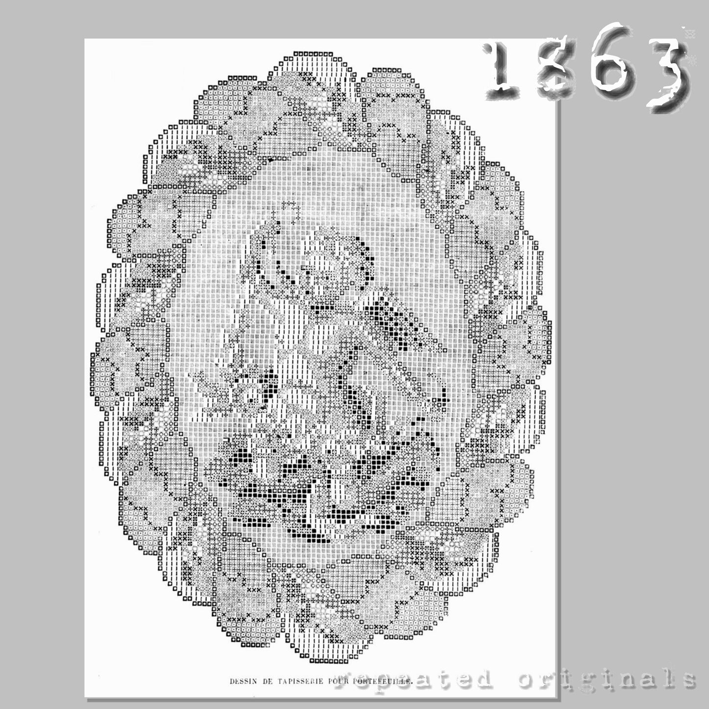 1863 Cherub Tapestry/Beadwork Decoration Pattern for Bag - INSTANT DOWNLOAD PDF