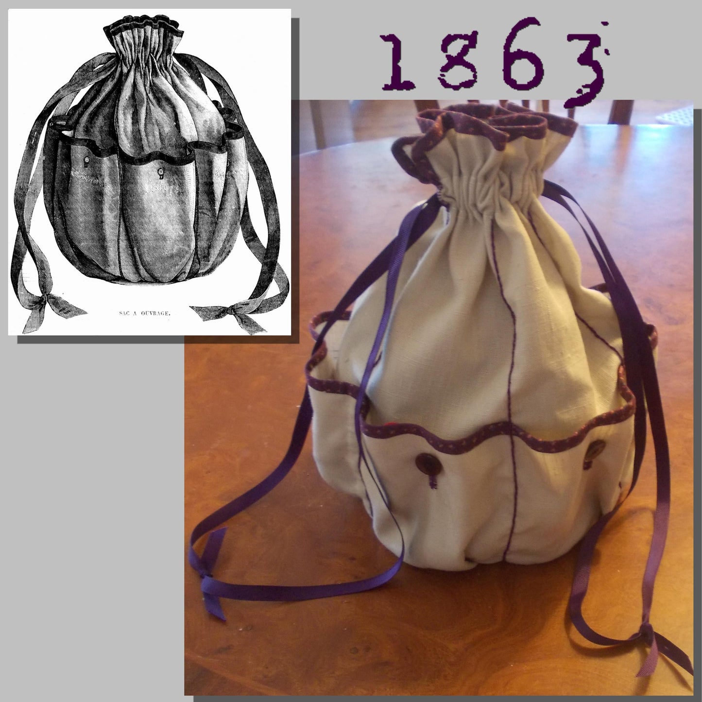 1863 Work Bag Sewing Pattern - INSTANT DOWNLOAD PDF