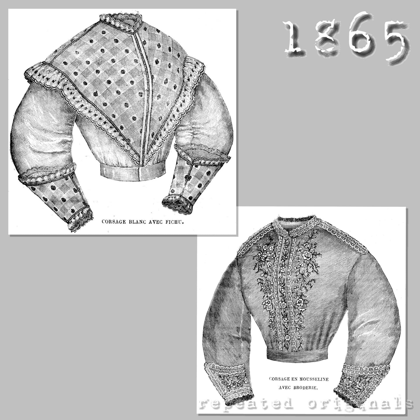 1865 Two Styles of Sheer Blouses Sewing Pattern - INSTANT DOWNLOAD PDF