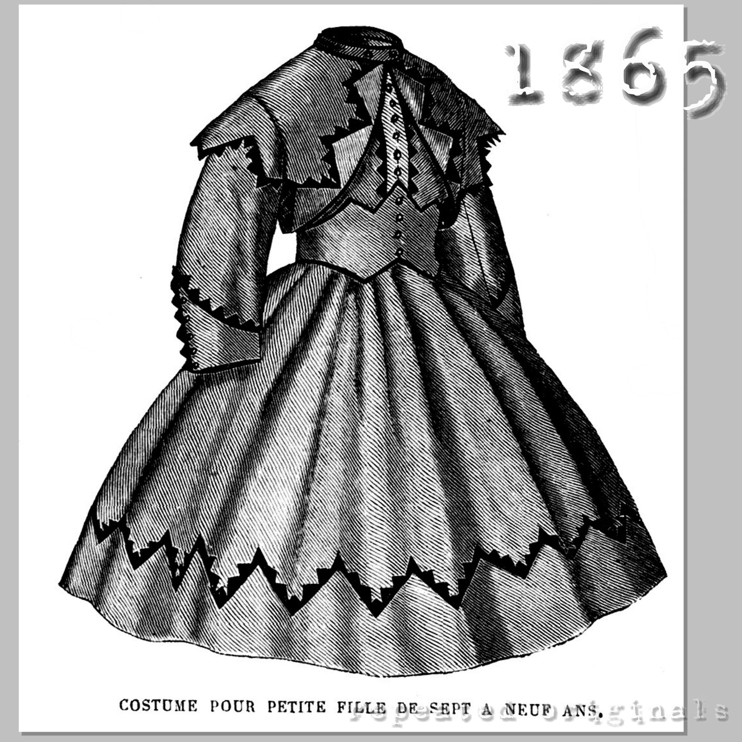 1865 Outfit for Girl 7 - 9 Years Sewing Pattern - INSTANT DOWNLOAD PDF