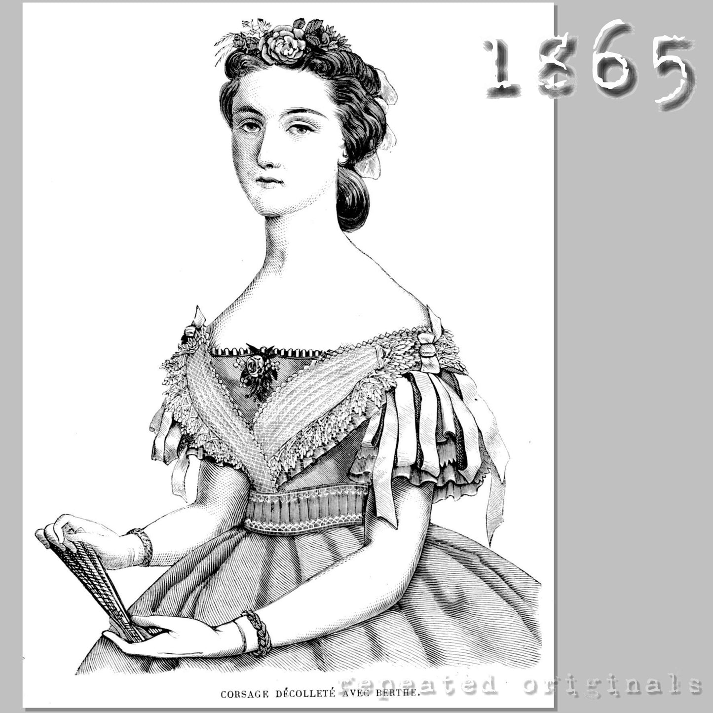 1865 Ball Bodice with Bertha Sewing Pattern - INSTANT DOWNLOAD PDF