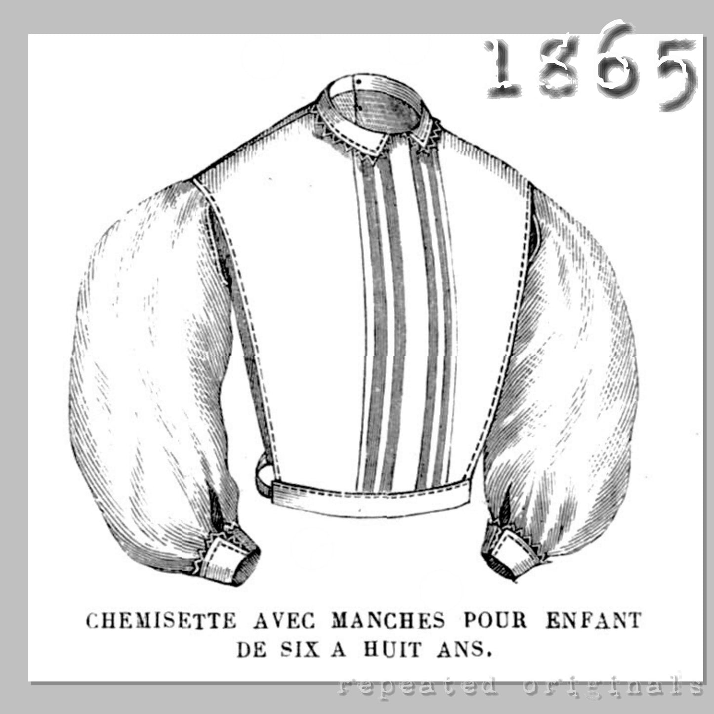 1865 Chemisette for Boy/Girl 6 - 8 Years Sewing Pattern - INSTANT DOWNLOAD PDF