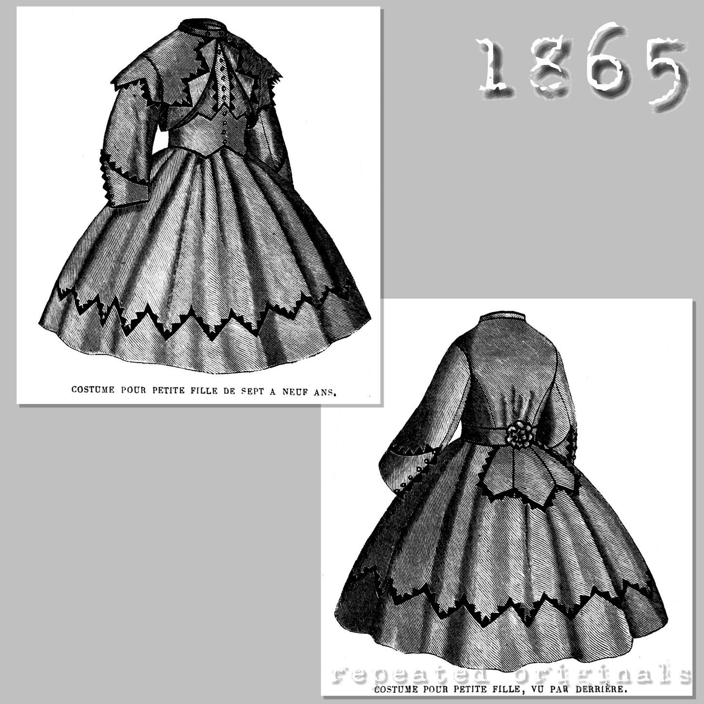 1865 Outfit for Girl 7 - 9 Years Sewing Pattern - INSTANT DOWNLOAD PDF