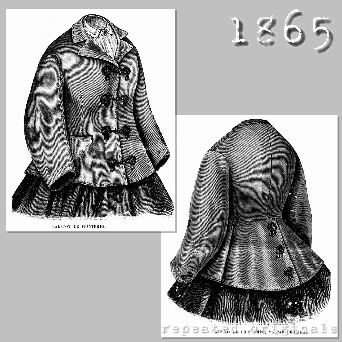 1865 Spring Paletot Sewing Pattern - INSTANT DOWNLOAD PDF
