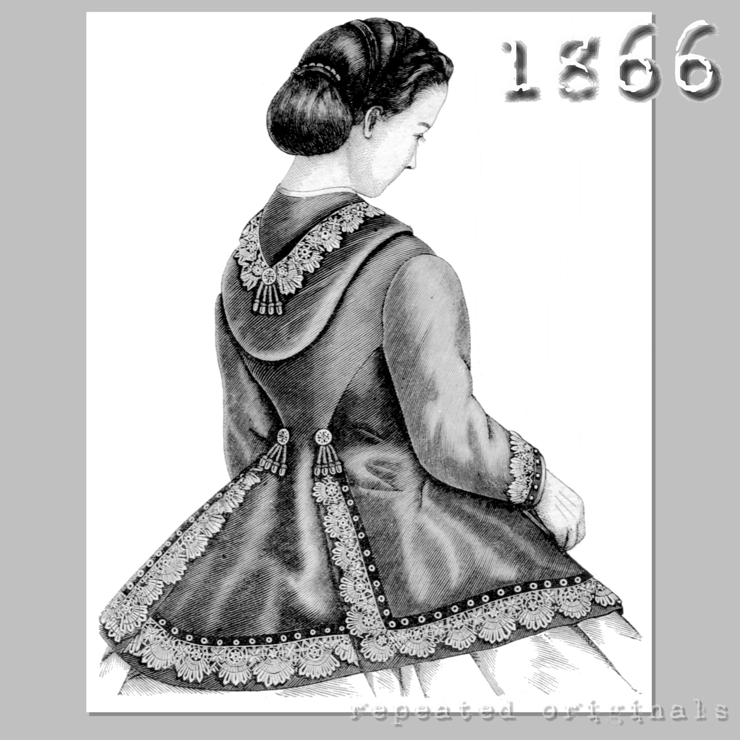 1866 Spring Coat / Pardessus Sewing Pattern - INSTANT DOWNLOAD PDF