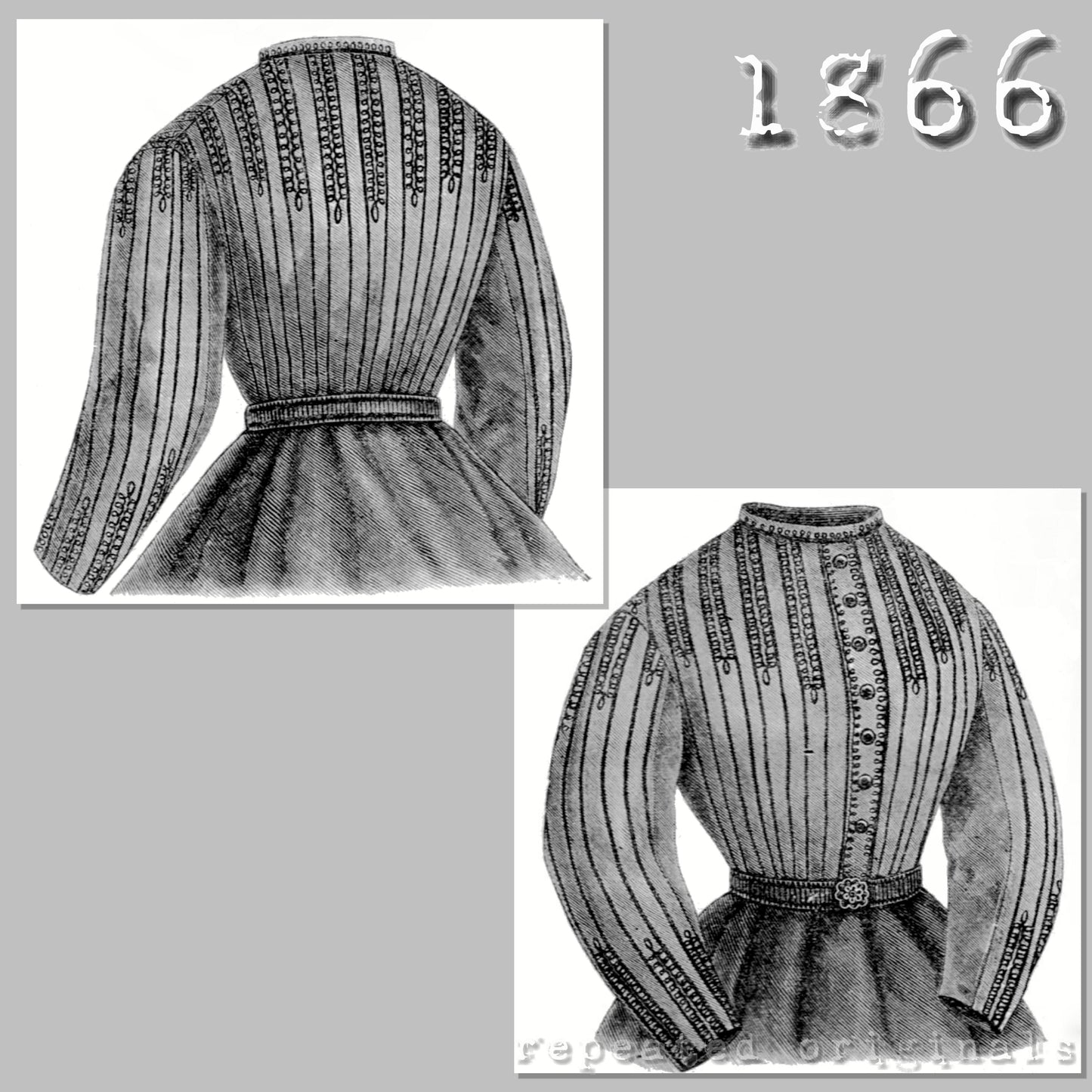 1866 Cashmere High Waisted Bodice Sewing Pattern - INSTANT DOWNLOAD PDF