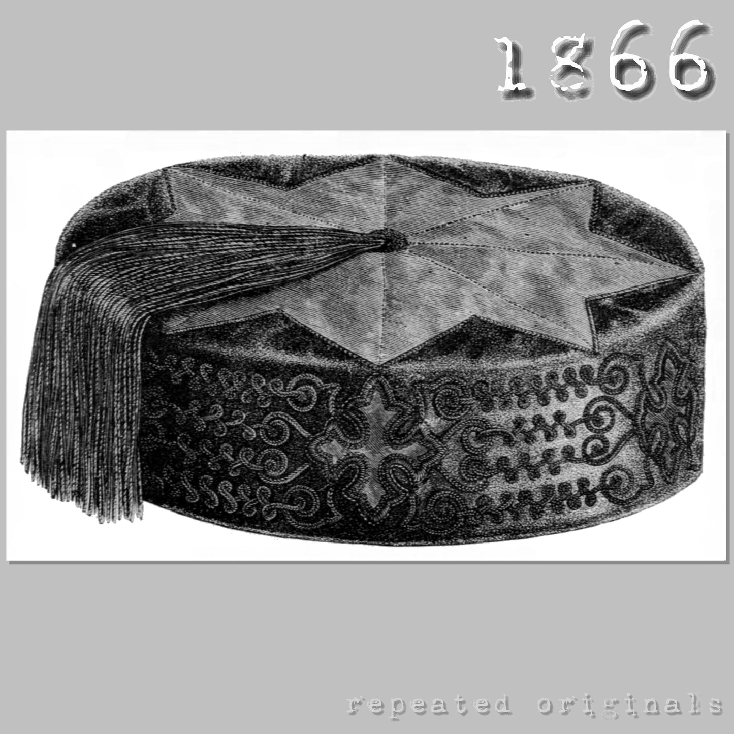 1866 Men's Embroidered Cap Sewing Pattern - INSTANT DOWNLOAD PDF