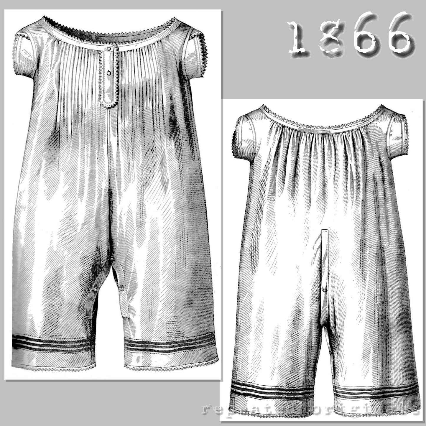 1866 Ladies' Chemise and Drawers Combination Sewing Pattern - INSTANT DOWNLOAD PDF