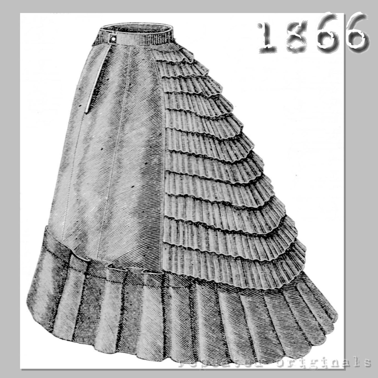 1866 Crinoline with Tournure Bustle Sewing Pattern - INSTANT DOWNLOAD PDF