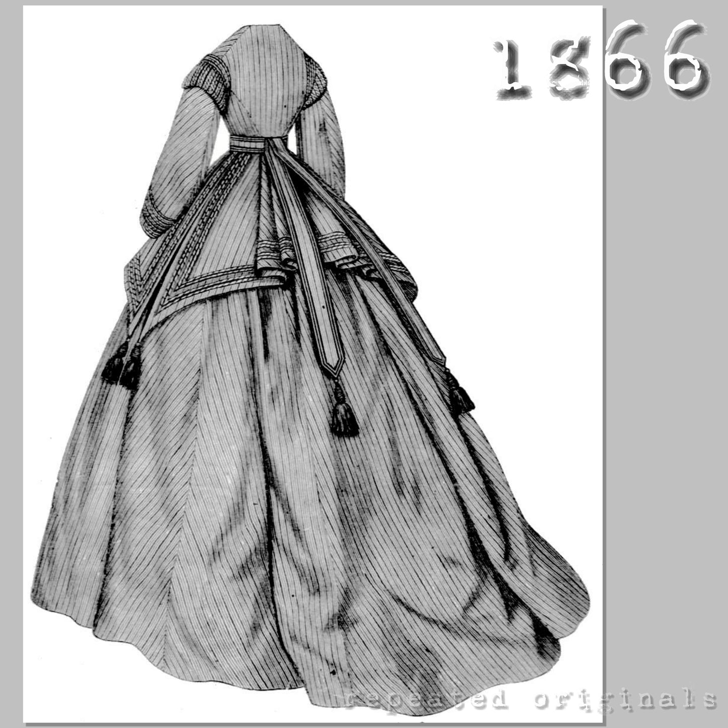 1866 Tapered Dress with Peplum Sewing Pattern - INSTANT DOWNLOAD PDF