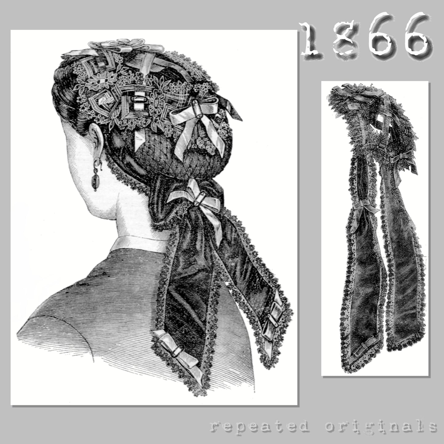 1866 Cap or Bonnet Sewing Pattern - INSTANT DOWNLOAD PDF
