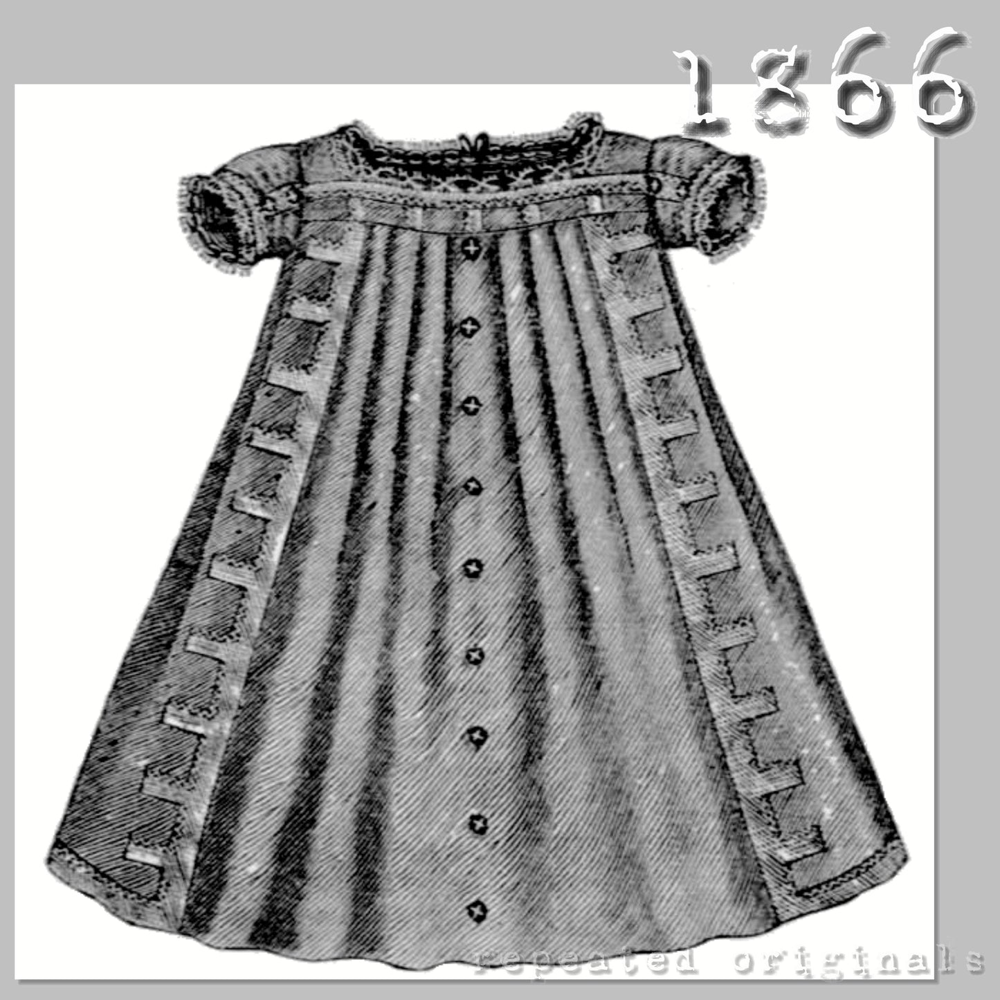1866 Dress for Child 1 - 2 Years Sewing Pattern - INSTANT DOWNLOAD PDF